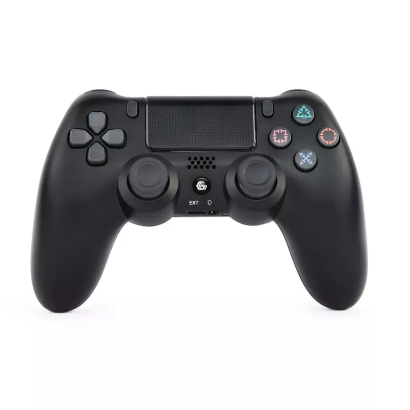 Žaidimų pultelis GEMBIRD JPD-PS4BT-02 juodas – Bluetooth, RF, USB, ličio jonų baterija, PS4