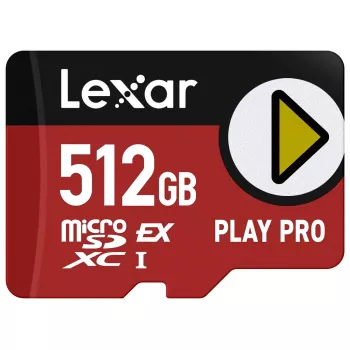 “Lexar PLAY PRO” „microSDXC“ atminties kortelė, 512 GB, UHS-I, U3 – 900 MB/s skaitymo, 600 MB/s rašymo