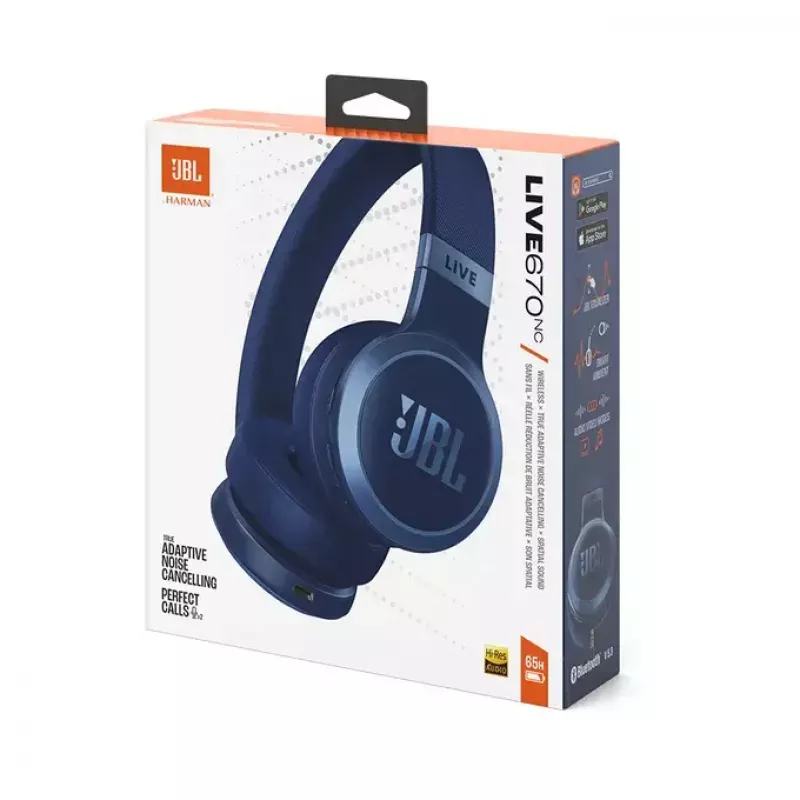 JBL Live 670NC ausinės Belaidės Galvos lankelis Skambučiai/Muzika Bluetooth Mėlyna