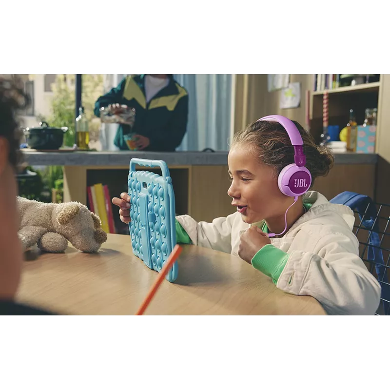 Laidinės ant ausies uždedamos ausinės JBL Junior 320, galvos lankelis, supraauralinės, 20–20000 Hz, 116,8 g, violetinės