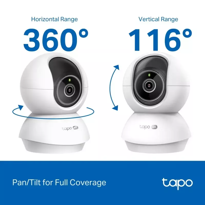 TP-LINK Tapo C250 | Pan/Tilt AI namų apsaugos Wi-Fi kamera | PTZ | 8 MP | 4mm/F1.6 | H.265 | „MicroSD“ kortelė iki 512 GB