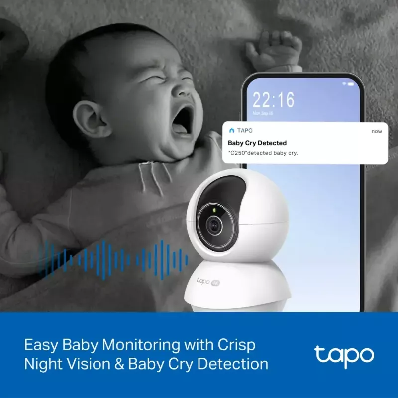 TP-LINK Tapo C250 | Pan/Tilt AI namų apsaugos Wi-Fi kamera | PTZ | 8 MP | 4mm/F1.6 | H.265 | „MicroSD“ kortelė iki 512 GB