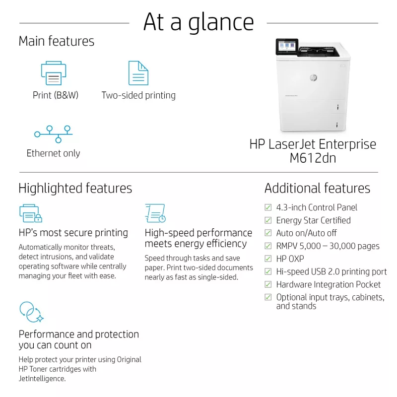 Spausdintuvas HP LaserJet Enterprise M612dn Laser White
