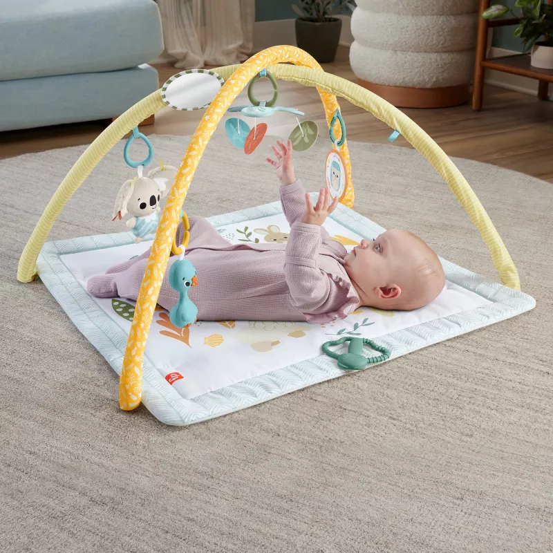 Fisher-Price Sensimals Simply Senses naujagimių gimnastikos kilimėlis su 6 jutimo žaislais