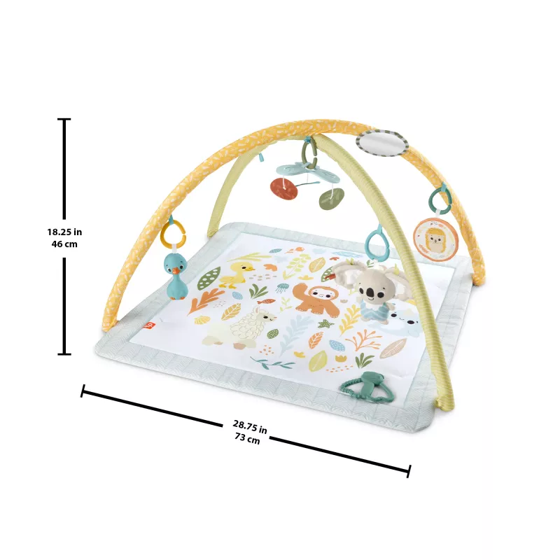 Fisher-Price Sensimals Simply Senses naujagimių gimnastikos kilimėlis su 6 jutimo žaislais