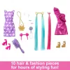 Barbie Fun & Fancy Hair lėlė ilgais spalvingais šviesiais plaukais ir stiliaus aksesuarais