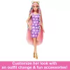 Barbie Fun & Fancy Hair lėlė ilgais spalvingais šviesiais plaukais ir stiliaus aksesuarais
