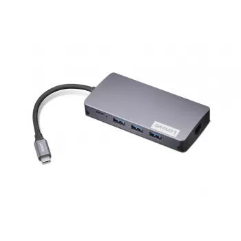 Dokingo adapteris Lenovo GX91M73946 USB-C laidinis, 100 W, HDMI, VGA, 3x USB-A, SD skaitytuvas, Gigabit Ethernet, 4K@30Hz, pilkas