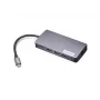 Dokingo adapteris Lenovo GX91M73946 USB-C laidinis, 100 W, HDMI, VGA, 3x USB-A, SD skaitytuvas, Gigabit Ethernet, 4K@30Hz, pilkas
