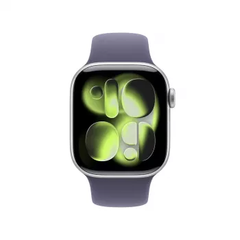 Išmanusis laikrodis Apple Watch Series 11 GPS + Cellular 42 mm sidabrinis aliuminio korpusas su Purple Fog sportine juostele S/M