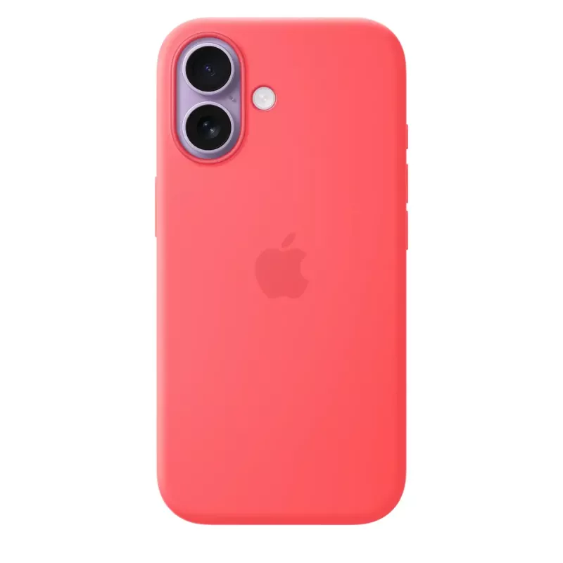 Silikoninis dėklas su „MagSafe“, skirtas „Apple iPhone 17“ – „Bright Guava“, tinka 6,3 colio (16 cm) ekranui