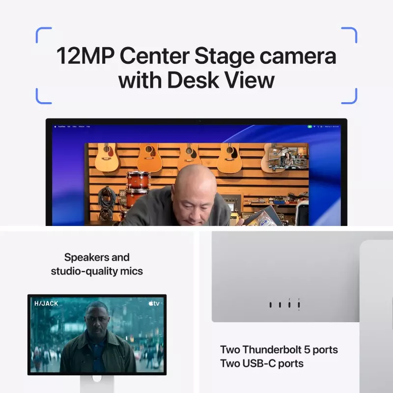 Monitorius Apple Studio Display XDR — 27 colių 5K (5120×2880), LED, nano-tekstūros stiklas, pakreipiamas ir aukščio reguliavimo stovas, sidabrinis