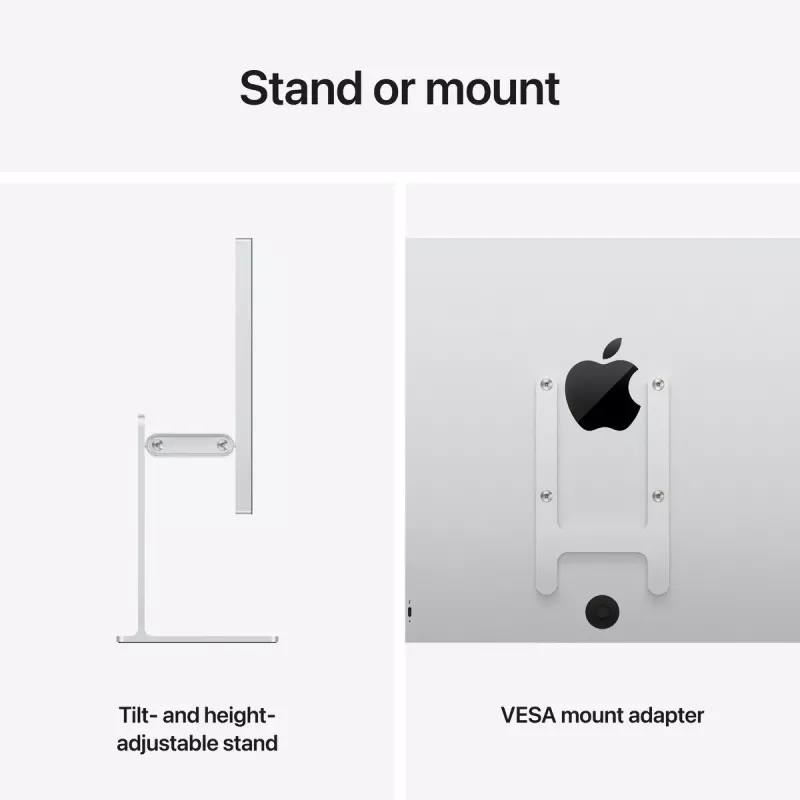 Monitorius Apple Studio Display XDR — 27 colių 5K (5120×2880), LED, nano-tekstūros stiklas, pakreipiamas ir aukščio reguliavimo stovas, sidabrinis