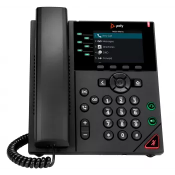 HP Poly VVX 350 6 linijų IP telefonas su PoE, IP telefonas, juodas, laidinis ragelis, 6 linijos, LCD, 8,89 cm (3,5 col.)