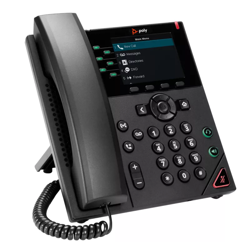 HP Poly VVX 350 6 linijų IP telefonas su PoE, IP telefonas, juodas, laidinis ragelis, 6 linijos, LCD, 8,89 cm (3,5 col.)
