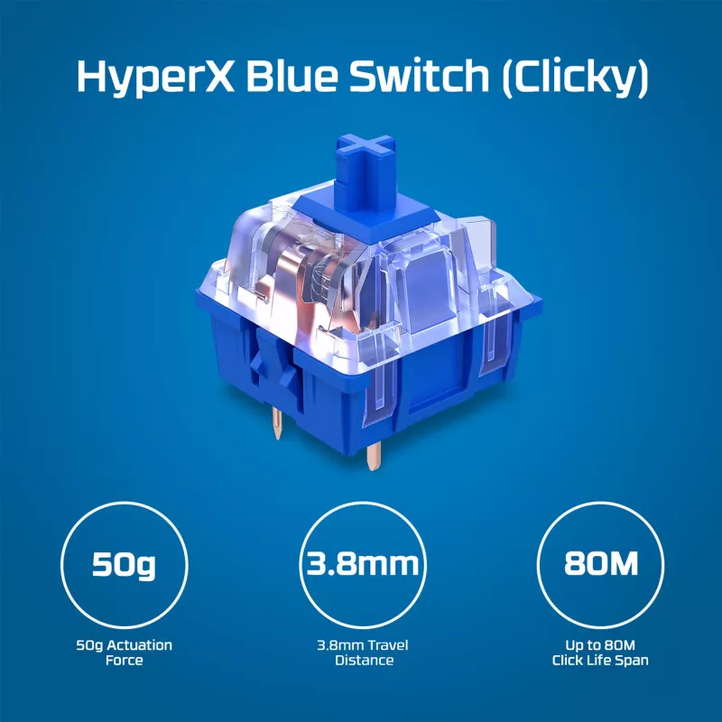 HyperX Alloy Origins PBT HX Blue - Mechaninė žaidimų klaviatūra