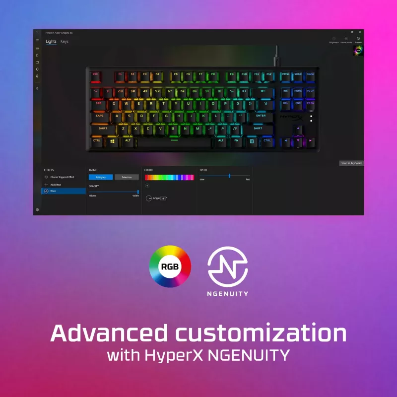 HyperX Alloy Origins Core PBT HX Aqua - mechaninė žaidimų klaviatūra