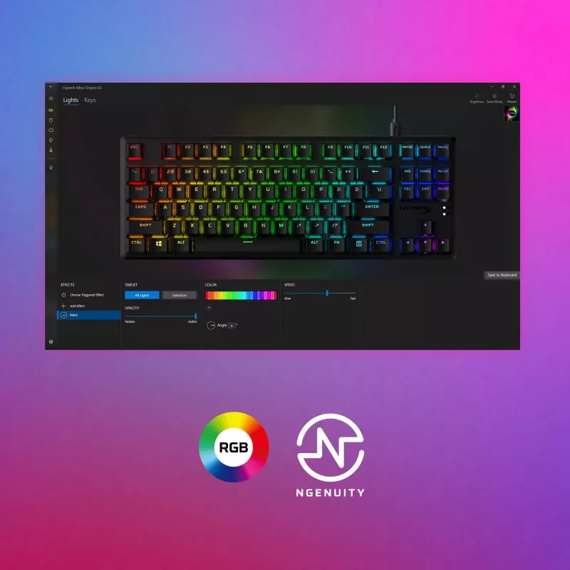 HyperX Alloy Origins Core PBT HX Aqua - mechaninė žaidimų klaviatūra