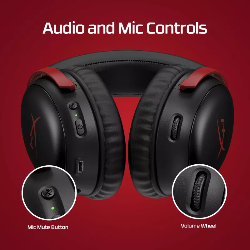 HyperX Cloud III Wireless - žaidimų ausinės, juodos, Kinija, ausis dengiančios, uždaros, aktyvios, 155 mm