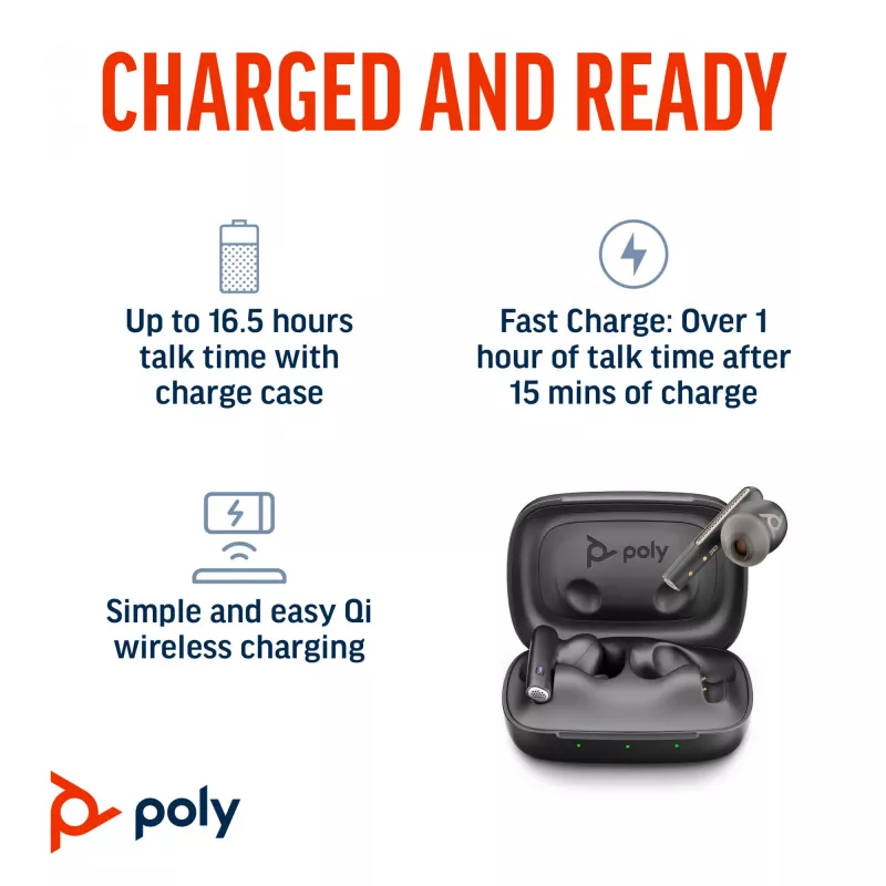 HP Poly Voyager Free 60 UC M Carbon Juoda Earbuds +BT700 USB-C Adapter +Basic Charge Case