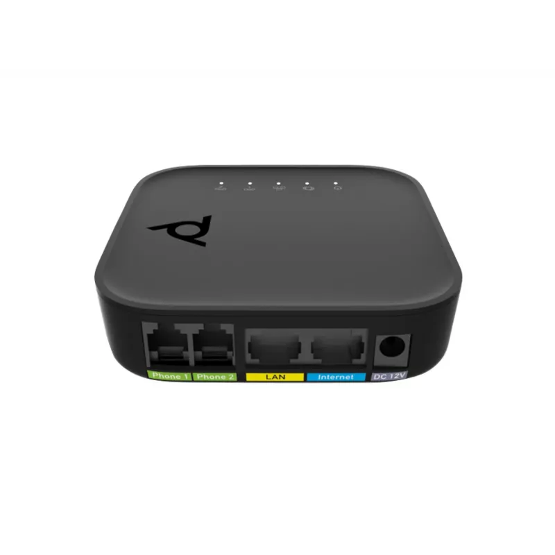 Balso prievado adapteris POLY ATA 402 2FXS VoIP adapteris su Open SIP, G.711/OPUS, DC maitinimu, 100–240 V kintamosios srovės įvestimi