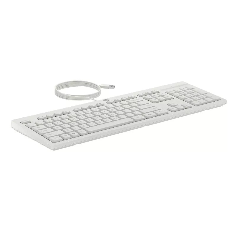 HP 225 laidinis pelės ir klaviatūros rinkinys, pilno dydžio (100 %), laidinis, USB, baltas, pelė įtraukta