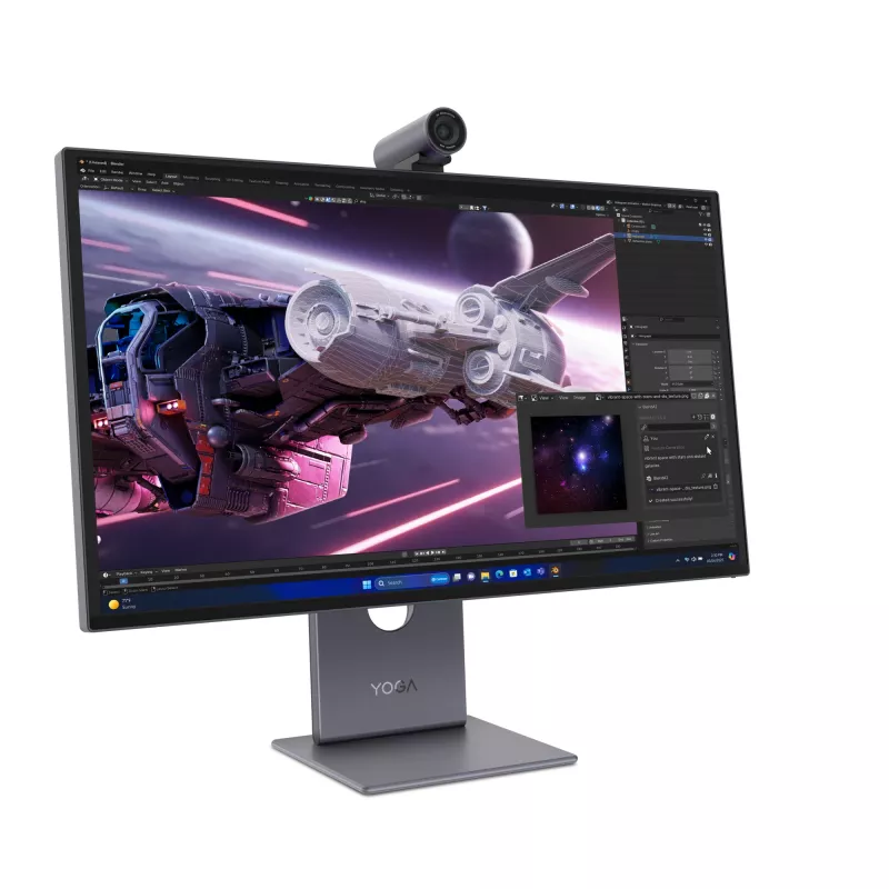 Monitorius Lenovo Yoga Pro 27UD-10 — 26,5 colio QD-OLED 4K (3840×2160), 0,03 ms, USB-C šakotuvas, VESA, garsiakalbiai, reguliuojamas aukštis, juodas