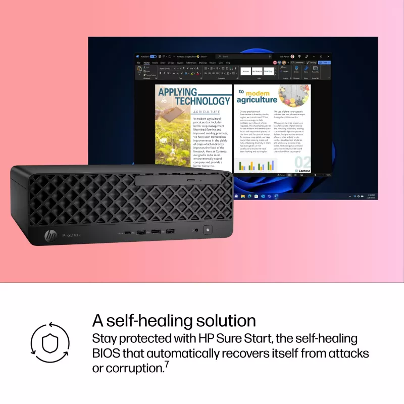 PC HP ProDesk 4 SFF G1i AI — „Intel Core Ultra 7 265“ (5,3 GHz, 20 branduolių), 16 GB DDR5, 1 TB NVMe SSD, „Windows 11 Pro“, „Wi‑Fi 6E“