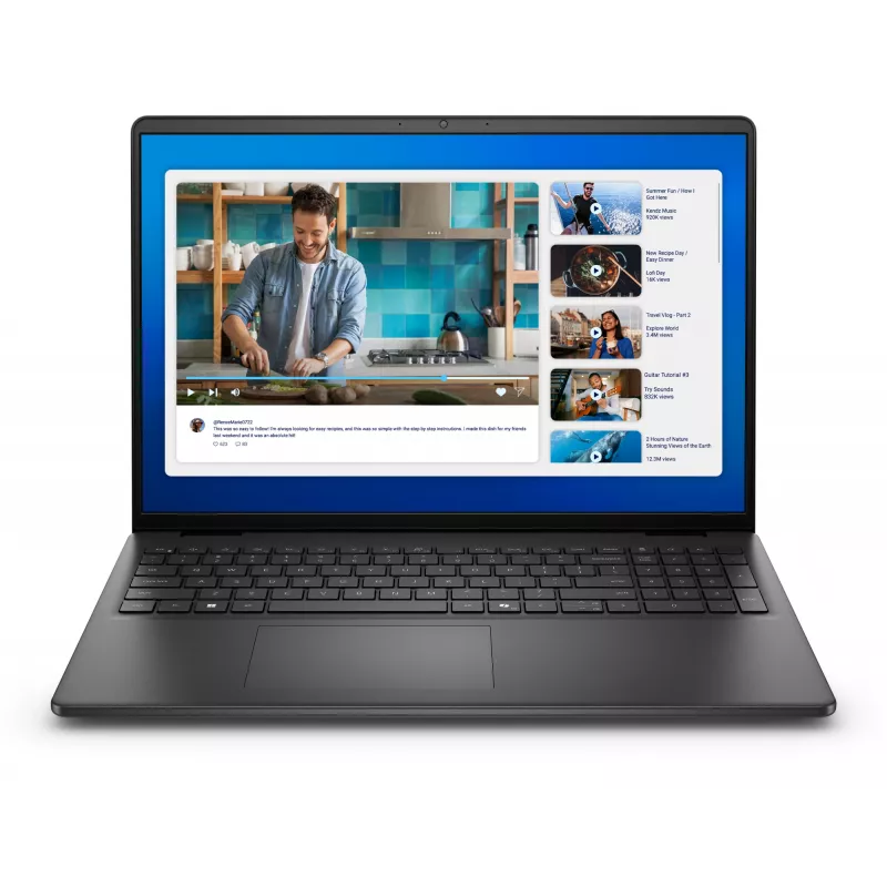 DELL DC16250 Intel Core 5 120U Nešiojamasis kompiuteris 40.6 cm (16 colių) Full HD+ 8 GB DDR5-SDRAM 512 GB SSD Wi-Fi 6 (802.11ax) Ubuntu Linux UK International Juoda