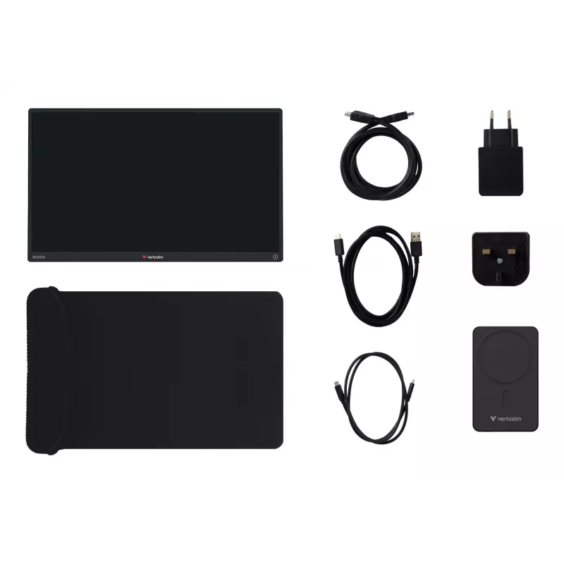 Nešiojamas monitorius VERBATIM 13,3 col. WUXGA (1920x1200) IPS jutiklinis ekranas, baterija, USB-A/USB-C, 3,5 mm, aliuminis, 0,925 kg