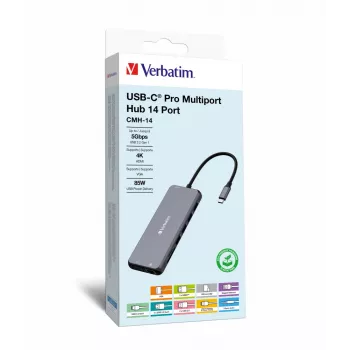 Verbatim CMH-14 USB Type-C 5000 Mbit/s Sidabrinis