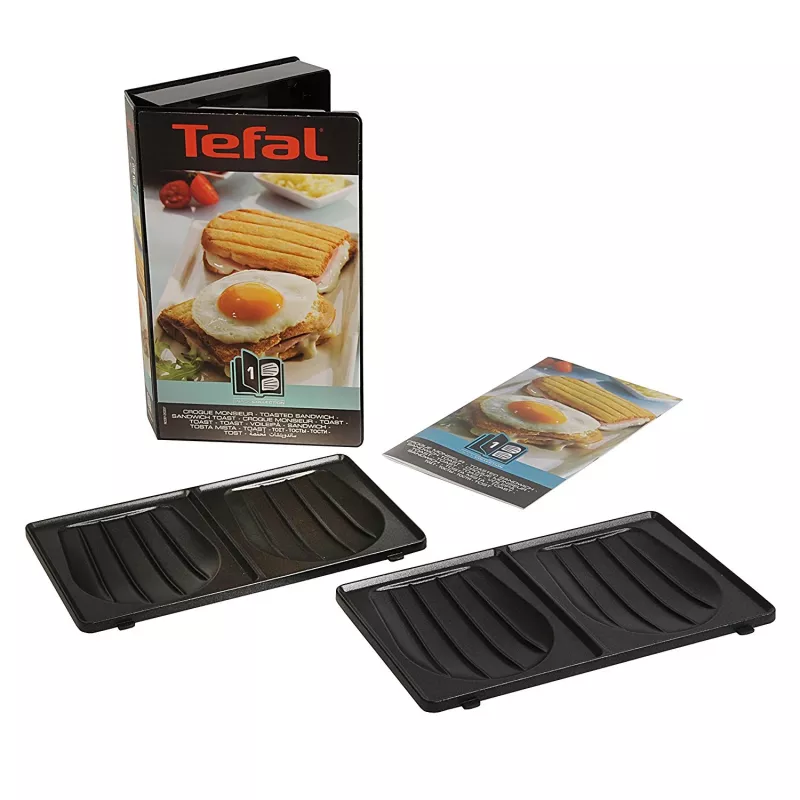 Pakaitinė plokštė Tefal XA800112, skirta Snack Collection / SnackTime – juoda, 242×155×44 mm, 2 vnt. pakuotėje