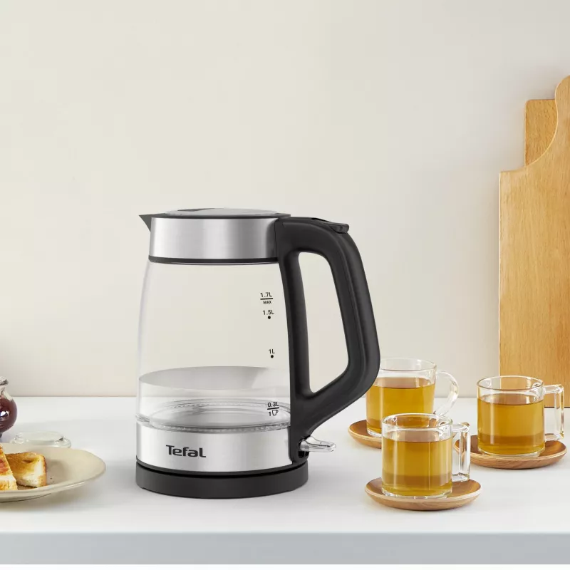 Tefal stiklinis virdulys KI605830 elektrinis virdulys 1,7 L 2200 W juoda, sidabrinė, permatoma