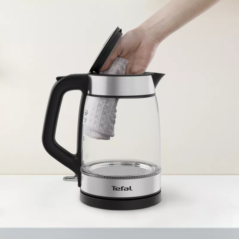 Tefal stiklinis virdulys KI605830 elektrinis virdulys 1,7 L 2200 W juoda, sidabrinė, permatoma