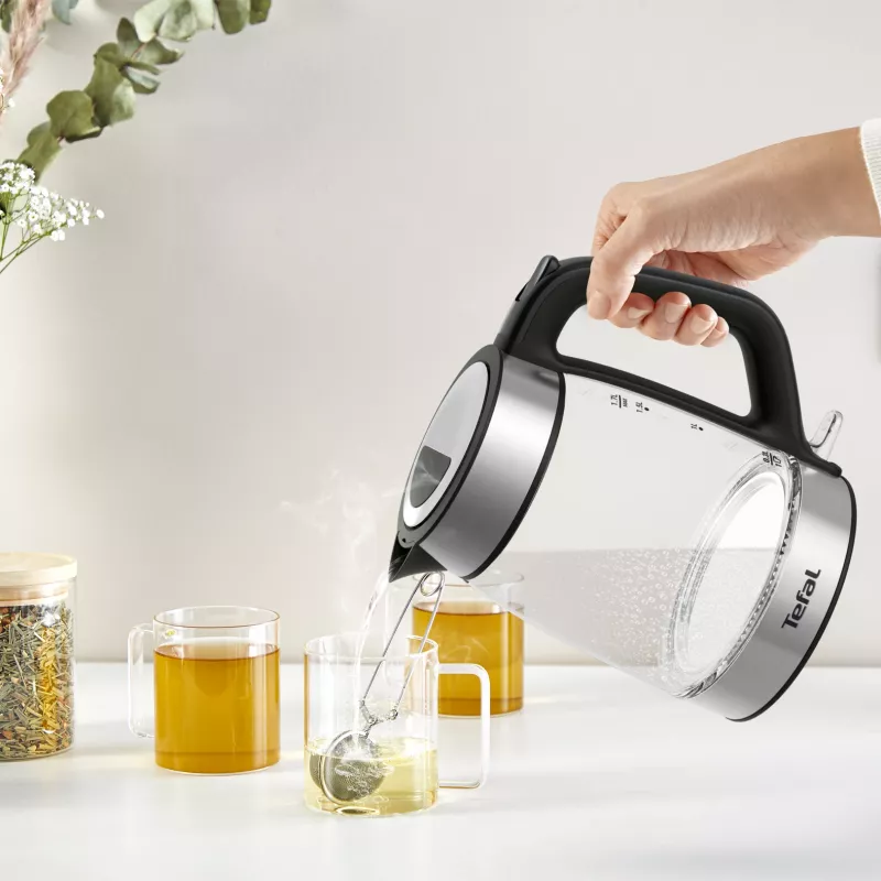 Tefal stiklinis virdulys KI605830 elektrinis virdulys 1,7 L 2200 W juoda, sidabrinė, permatoma
