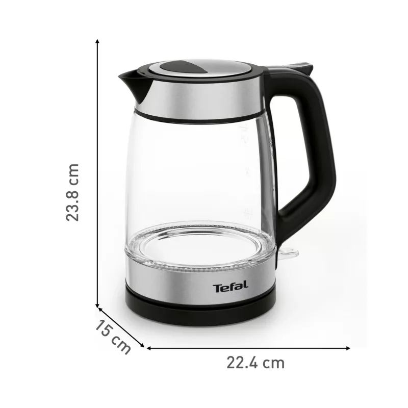 Tefal stiklinis virdulys KI605830 elektrinis virdulys 1,7 L 2200 W juoda, sidabrinė, permatoma