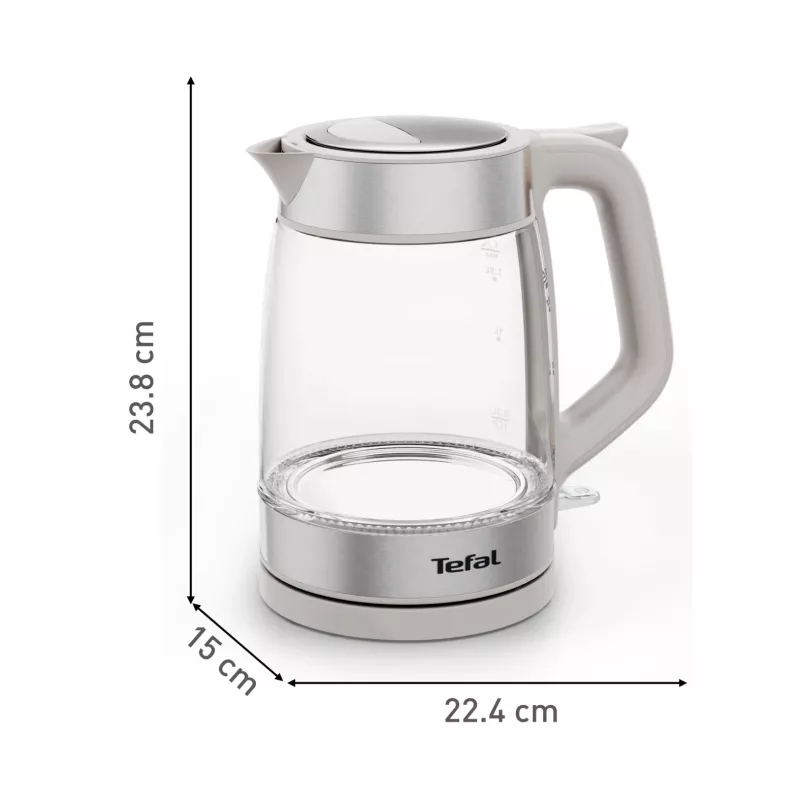 Tefal Stiklinis virdulys KI605B30 elektrinis virdulys 1,7 L 2200 W Pilka, Sidabrinė, Skaidri