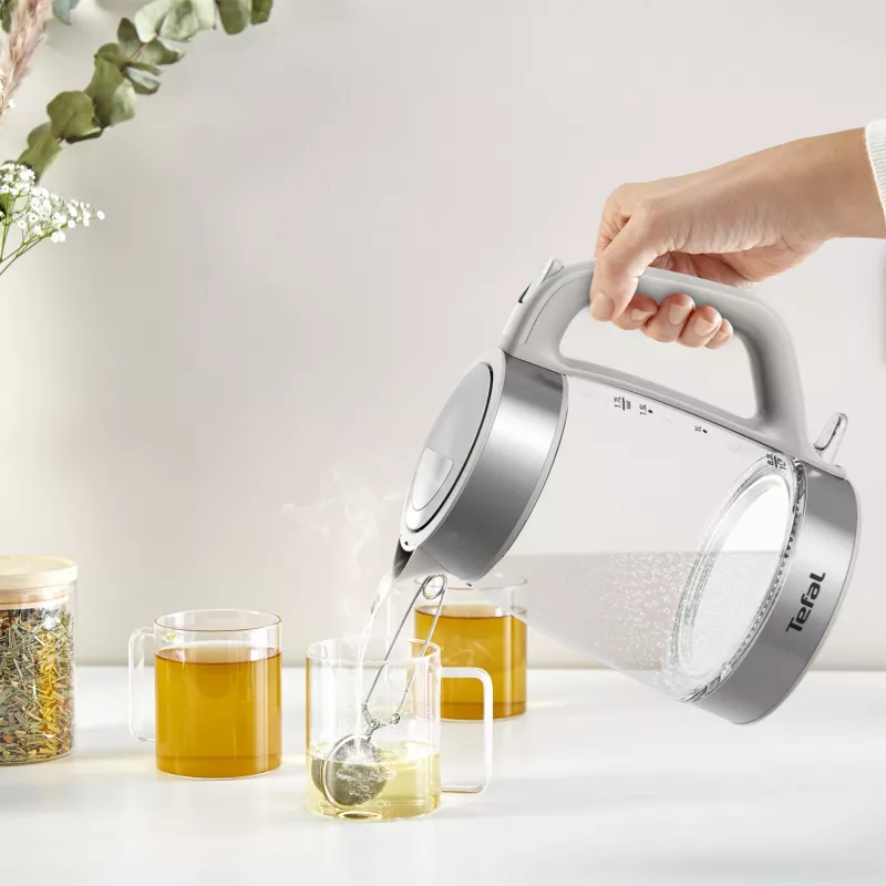 Tefal Stiklinis virdulys KI605B30 elektrinis virdulys 1,7 L 2200 W Pilka, Sidabrinė, Skaidri