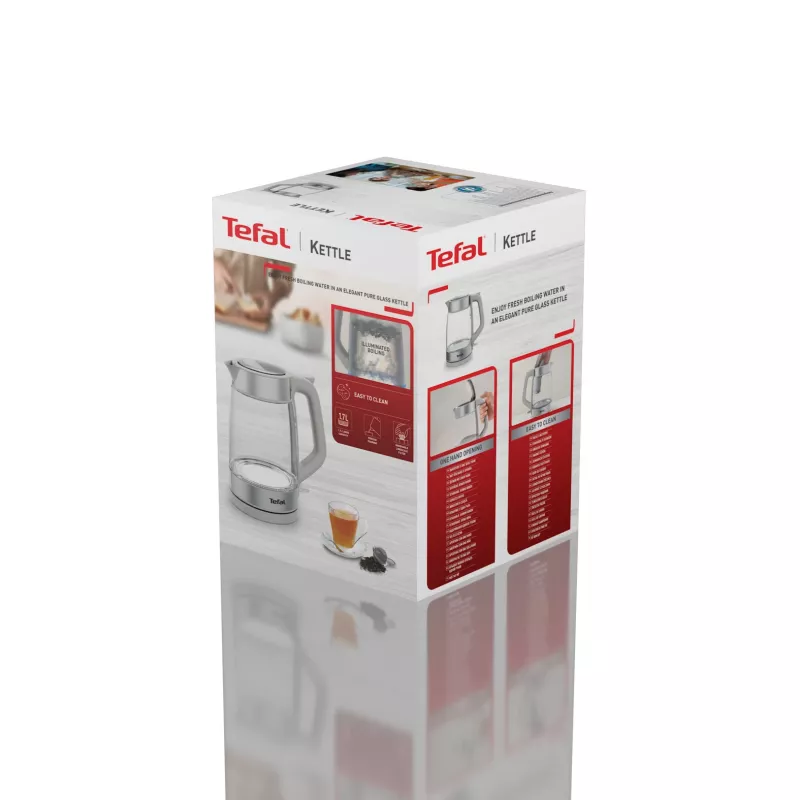 Tefal Stiklinis virdulys KI605B30 elektrinis virdulys 1,7 L 2200 W Pilka, Sidabrinė, Skaidri