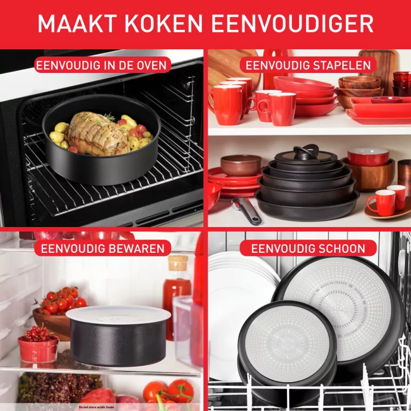 Puodų rinkinys Tefal Ingenio L76391 — aliuminio mišrus rinkinys, 4 vnt. (puodai Ø16/18/20 cm) juoda
