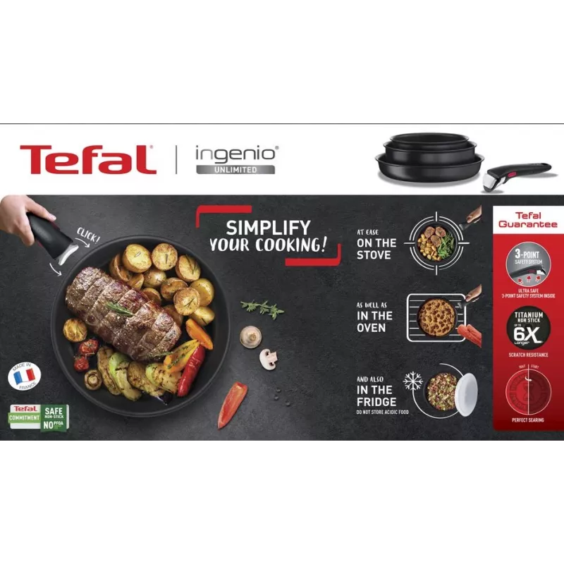 Puodų rinkinys Tefal Ingenio L76391 — aliuminio mišrus rinkinys, 4 vnt. (puodai Ø16/18/20 cm) juoda