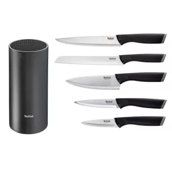 Virtuvinių peilių rinkinys Tefal K2216S74 — nerūdijančio plieno geležtės, 20 cm geležtės ilgis, 5 dalių rinkinys