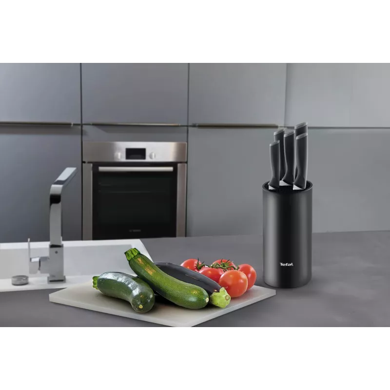 Virtuvinių peilių rinkinys Tefal K2216S74 — nerūdijančio plieno geležtės, 20 cm geležtės ilgis, 5 dalių rinkinys