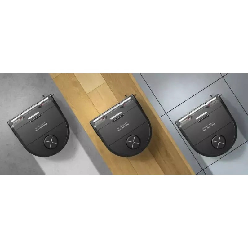 Robotų dulkių siurblys Rowenta X‑Plorer RR9465WH — be maišelio, D formos, 0,35 l dulkių talpykla, 120 min veikimo laikas, ličio jonų, 97×325×335 mm, juodas