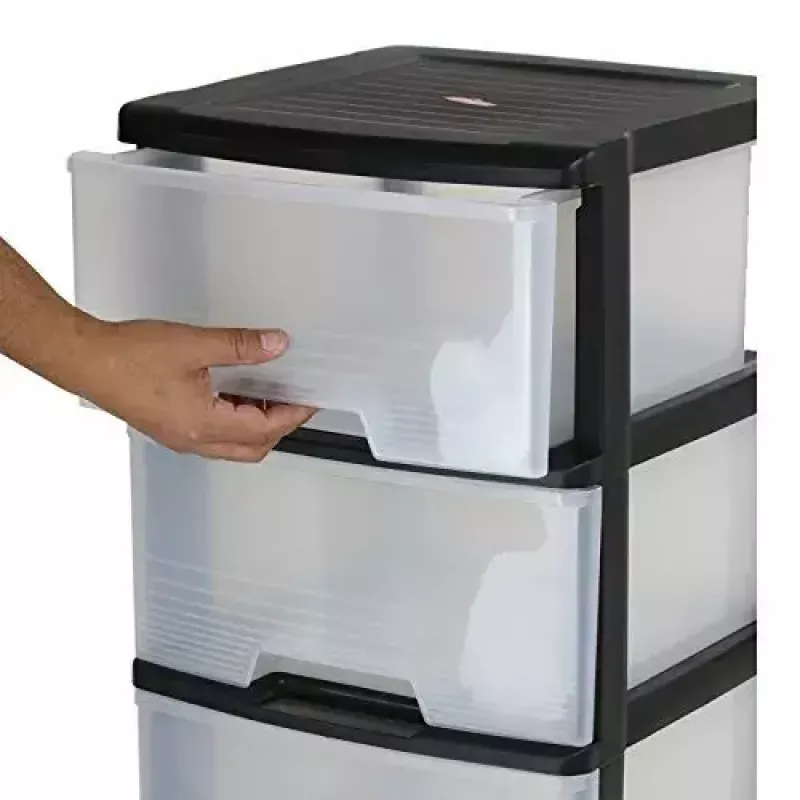 Daiktadėžė Curver 0806770146 — 5 stalčiai, po 20 l, juoda/permatoma, 37×39×100 cm
