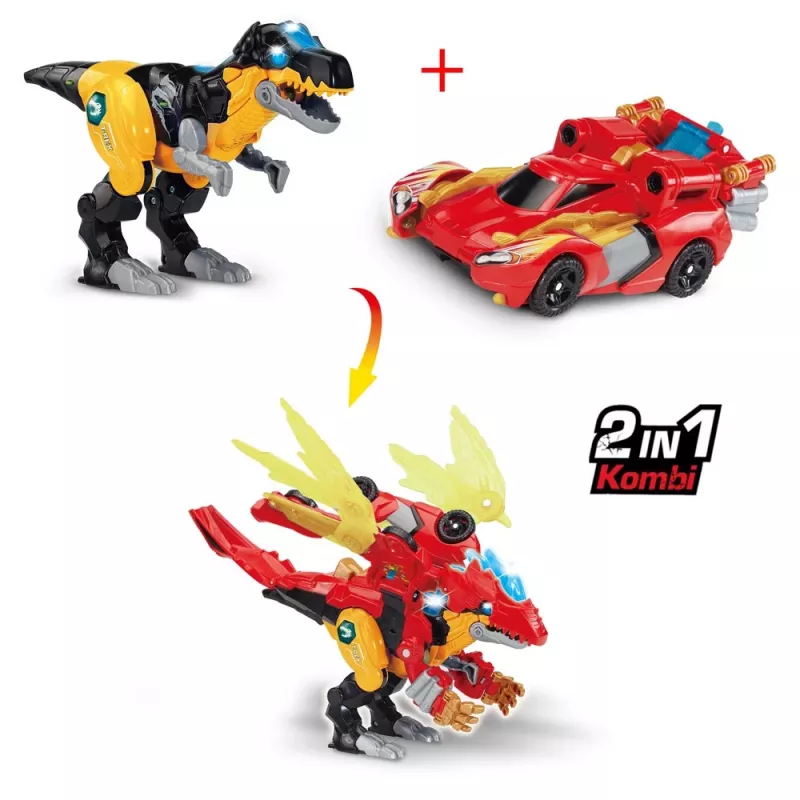 Žaislinė figūrėlė VTech Switch & Go Combo Mega Dragon — transformuojamas iš transporto priemonės į drakoną žaidimų rinkinys