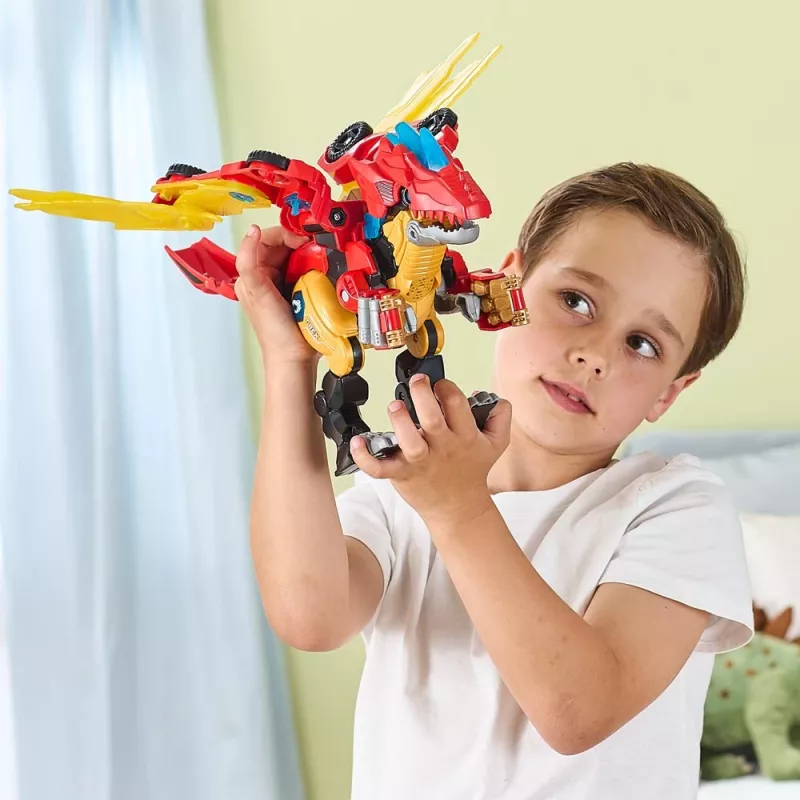 Žaislinė figūrėlė VTech Switch & Go Combo Mega Dragon — transformuojamas iš transporto priemonės į drakoną žaidimų rinkinys