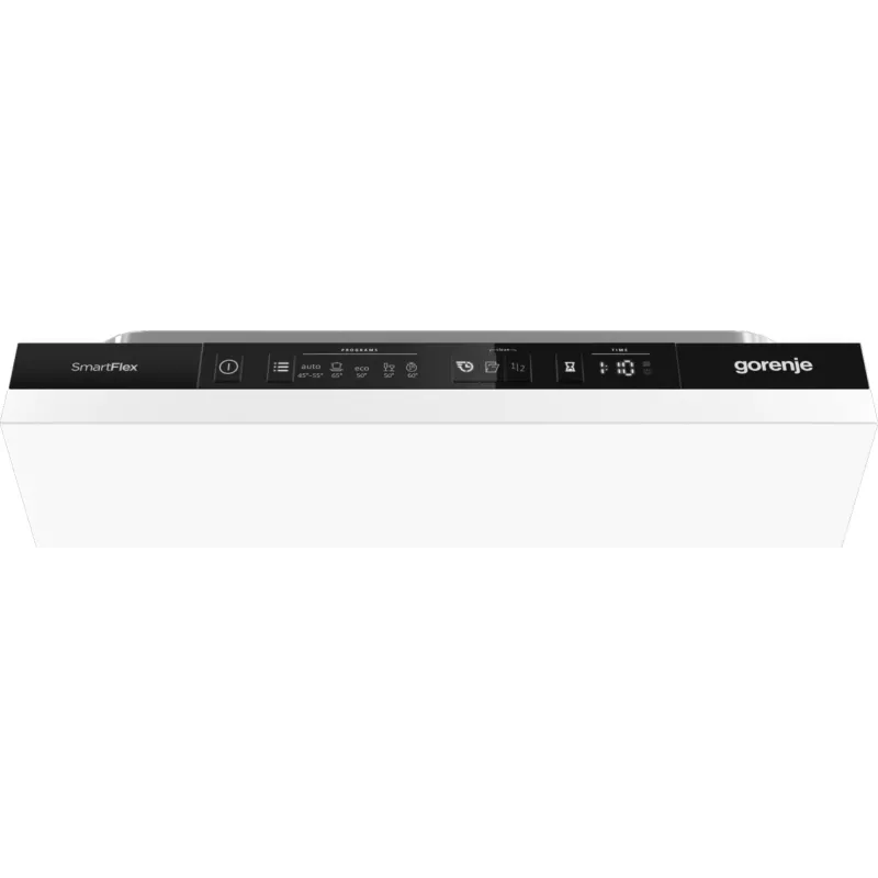 Gorenje indaplovė GV561D10 BK070, pilnai įmontuojama, siaura (45 cm), balta, standartinė (80–85 cm), juoda, mygtukai