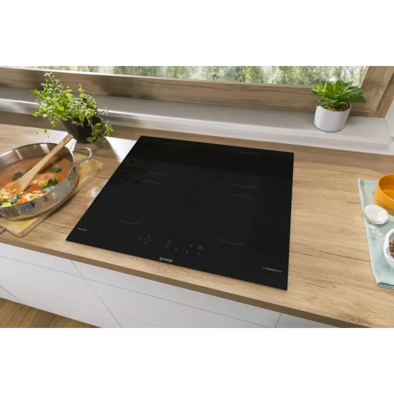 Gorenje Indukcinė kaitlentė GI6401BCE RAL9017, Juoda, Integruojama, 59,5 cm, Zoninė indukcinė kaitlentė, Stiklo keramika, 4 zonos