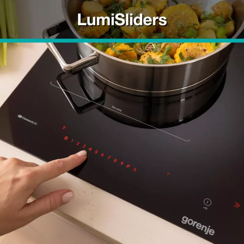 Gorenje Indukcinė kaitlentė GI6443BSCWF, juoda, įmontuojama, 60 cm, zoninė indukcinė kaitlentė, stiklo keramika, 4 zonos(-ų)